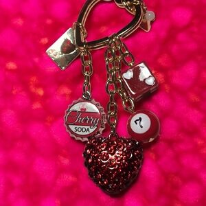 NEW Betsey Johnson Heart 7 Ball Heart Queen Of Hearts & Cherry Cola Bag Charm